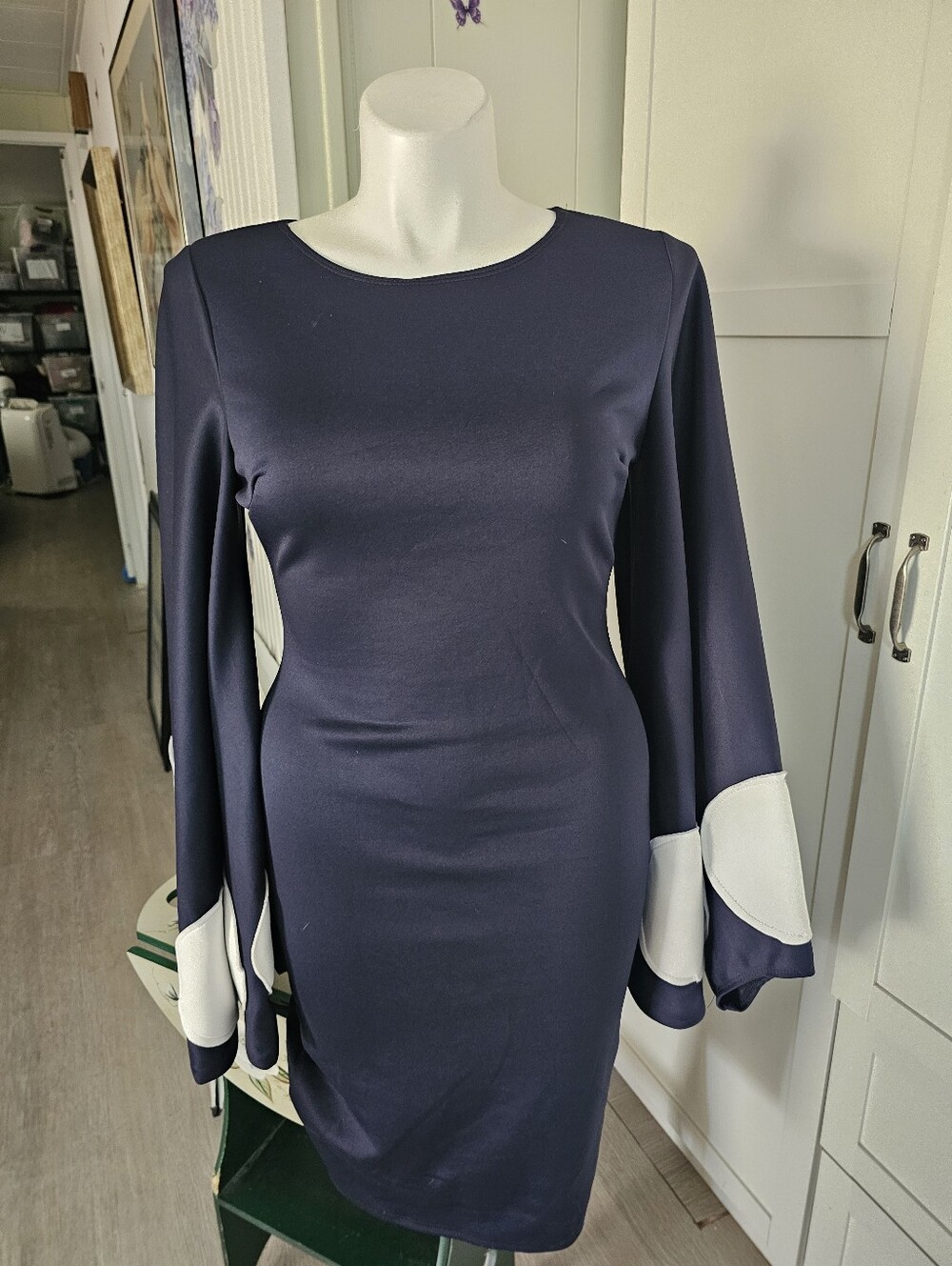 Vintage Karen-T Dress Batwing Dolman Polka Dot Goth Avant Garde USA 10 12 Unique